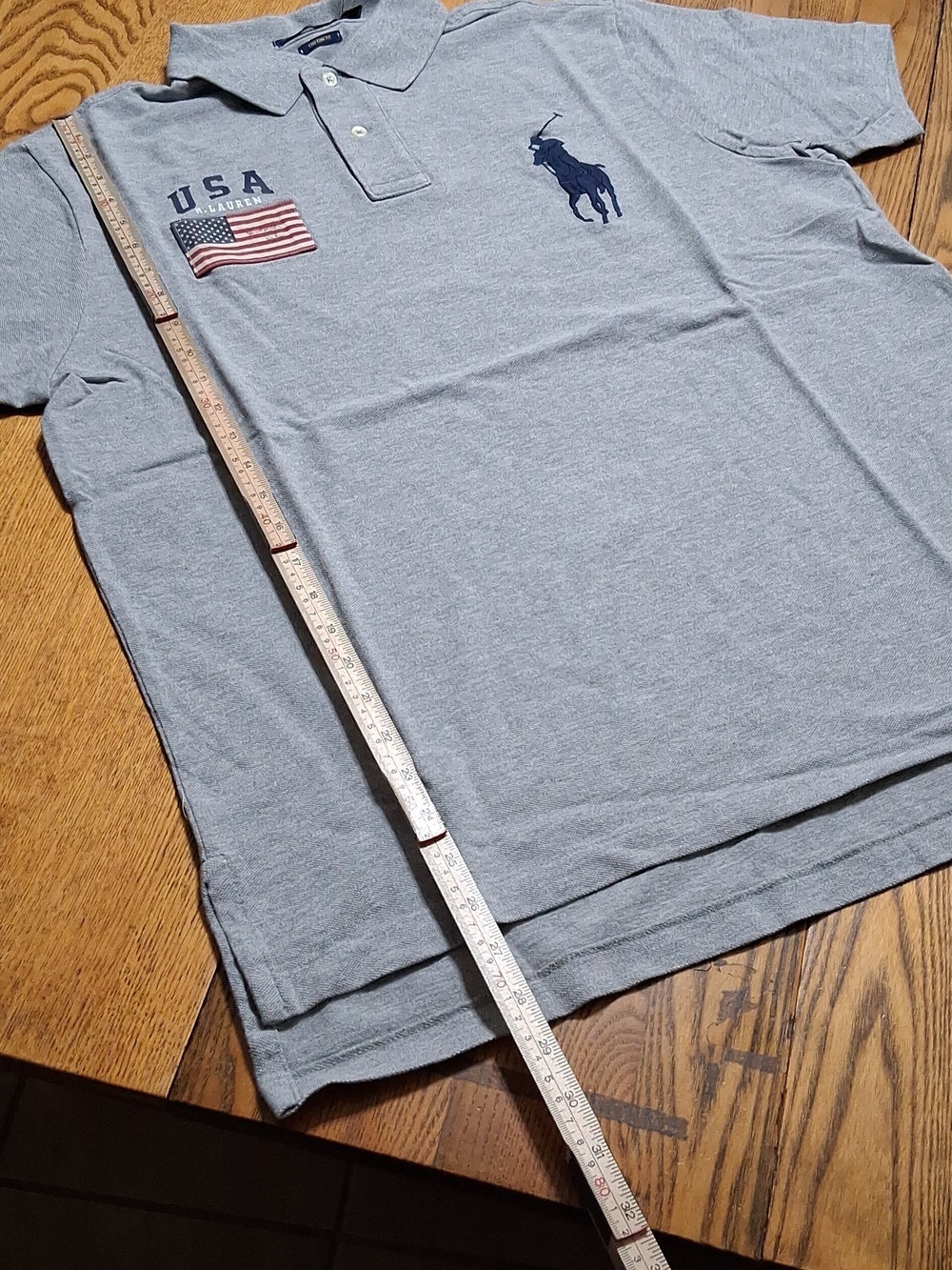 Ralph Lauren Polo Mens Short Sleeves Shirt XL GREY GRAY FLAG Pull Over Pony NEW